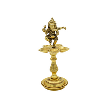  BRASS LAMP WITH DANCING GANESHA 5 BATTI