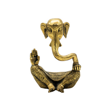  GANESHA ABSTRACT BRASS IDOL 6"