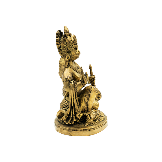 Sitting Hanuman Brass idol 9"