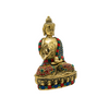 STONE STUDDED BRASS BUDDHA 8"